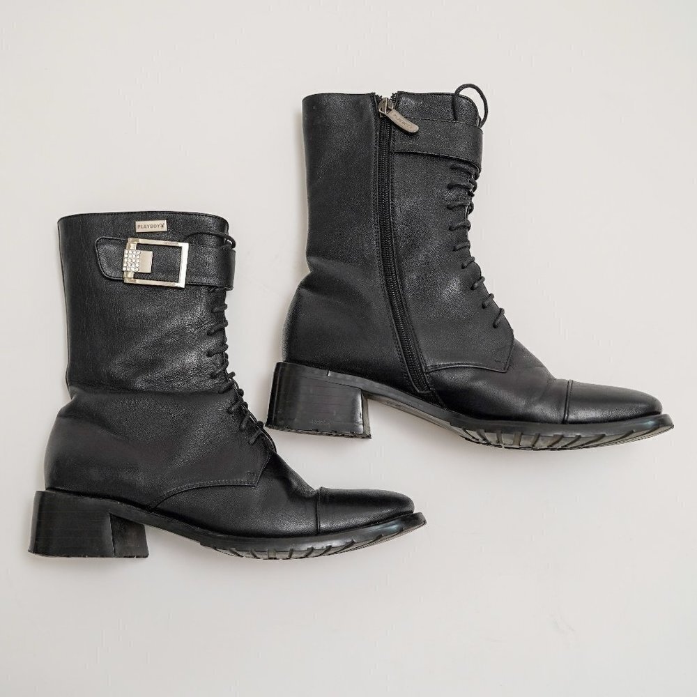 Vintage 1970's PLAYBOY Zip & Lace-Up Ankle Boots